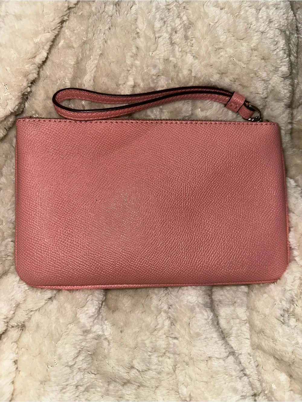 Coach Pink Textured Leather Wristlet Clutch